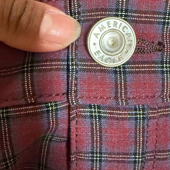 American Eagle Women’s Red Maroon Ne(X)t Level High Waisted Plaid Mini Skirt 14 - Picture 3 of 10